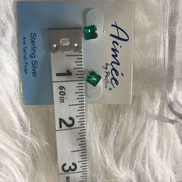 Aimee by Pastore Green Earrings Sterling Silver May Stud - Picture 7 of 10